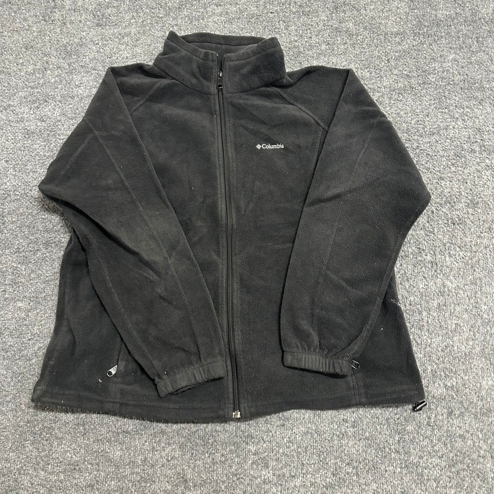 Columbia Fleece Jacket Womens Size 2X Black Full Zip Mock Neck Outdoor Soft
